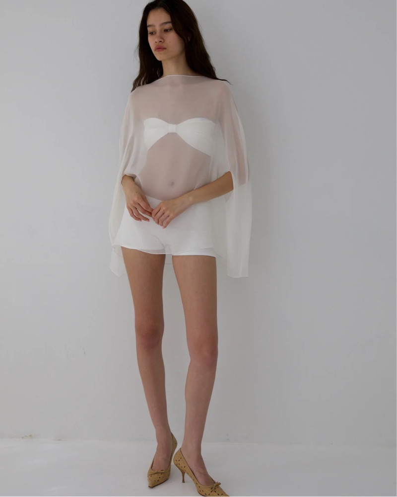 BUCI Ibis Poncho Set in White by Buci - Pickle