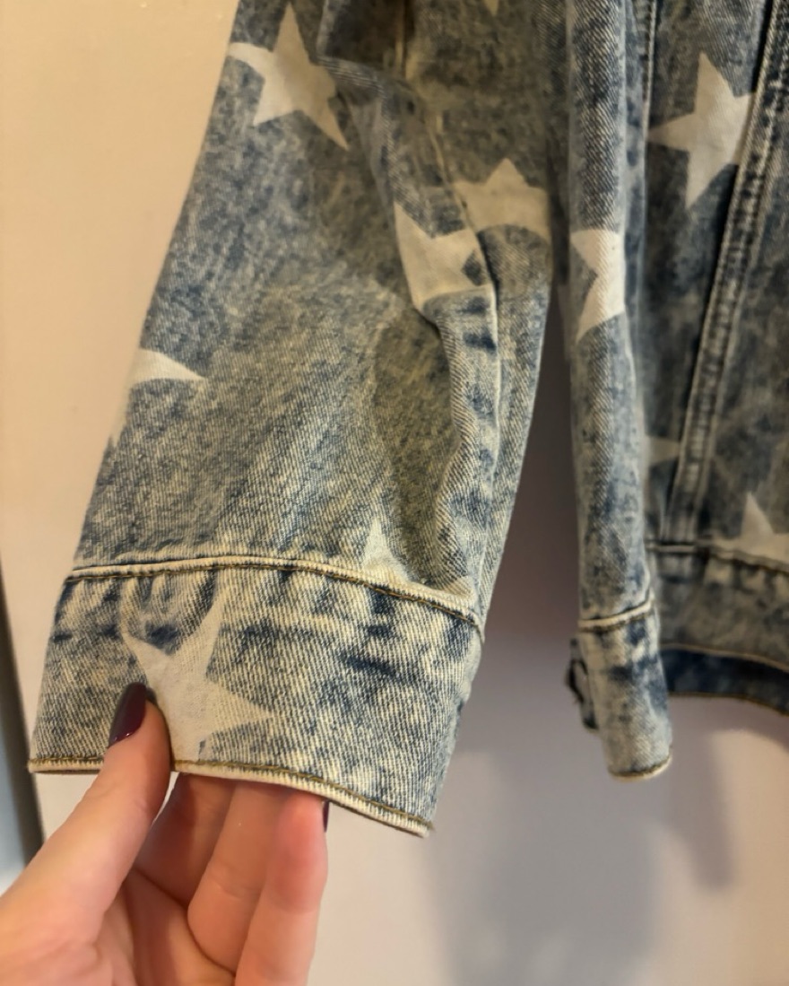 *p(R)ojectR® Asterisk Switching Denim Distressed Denim Jacket With Stars by Unknown - Pickle