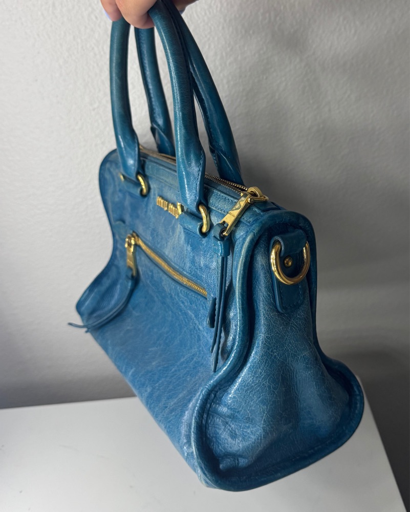ミュウミュウ Miu Miu ヴィッテロシャインレザー 2way ハンドバッグ 中古・古着通販】MIU MIU (ミュウミュウ) ヴィッテロシャイン2way
