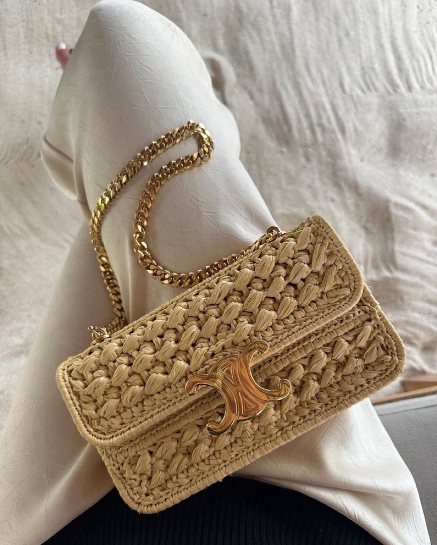 Celine Triomphe Raffia Bag by Celine - Pickle