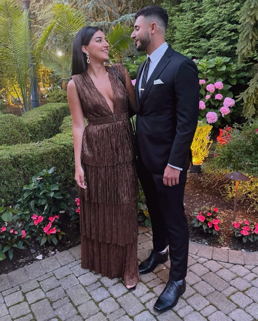 Sabina Musayev Skylar Gown in Bronze by Sabina Musayev - Pickle