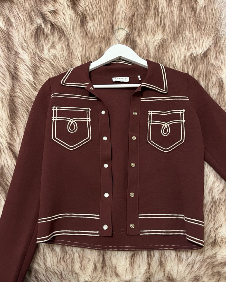 Sandro contrast stitch cardigan by Sandro - Pickle