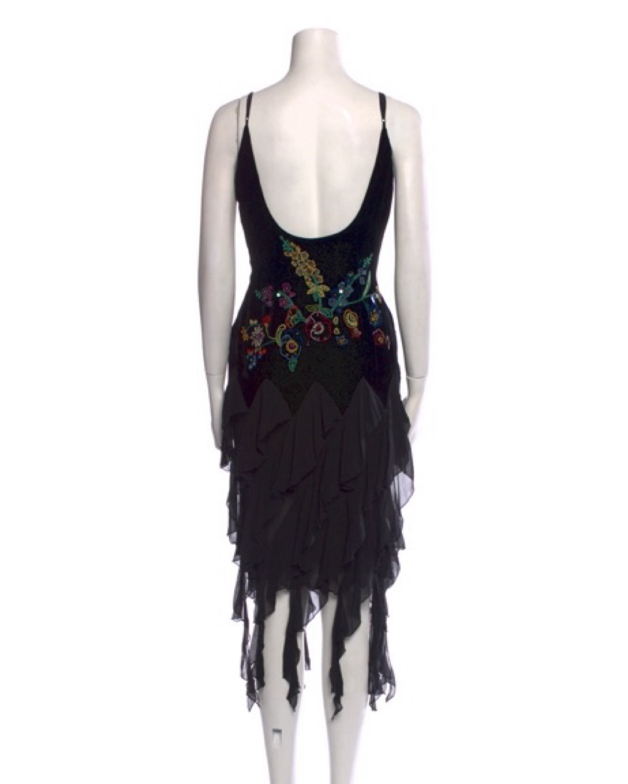 美品【SUKU 】DRESSING GOWN ブラック S Ｍ Smak Parlour 1970s Black Floral Fringe Sleeve Stevie Maxi
