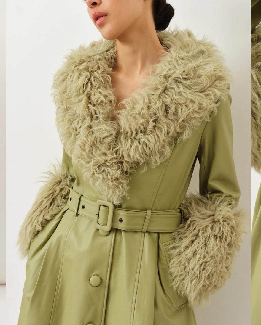 FOXY SHEARLING COAT SAGE | Pickle