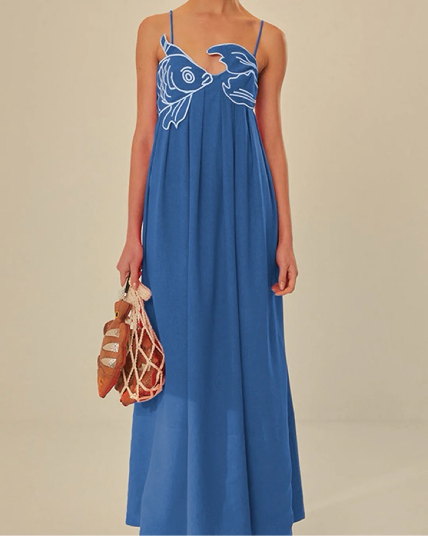 FARM Rio Fish Motif Maxi Dress by FARM Rio - Pickle
