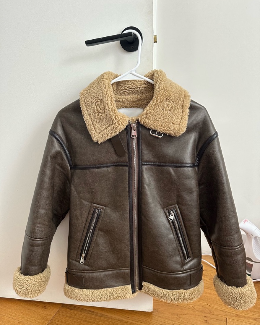 BERSHKA ブラウンレザージャケット S Bershka Brown Leather Jacket by Bershka - Pickle