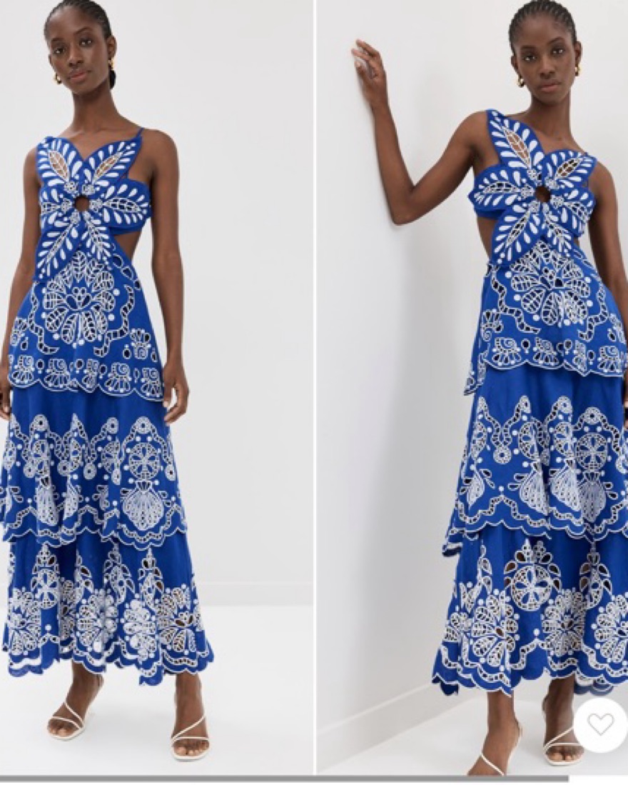 Blue Flower Richelieu Midi Dress by FARM RIO - Pickle