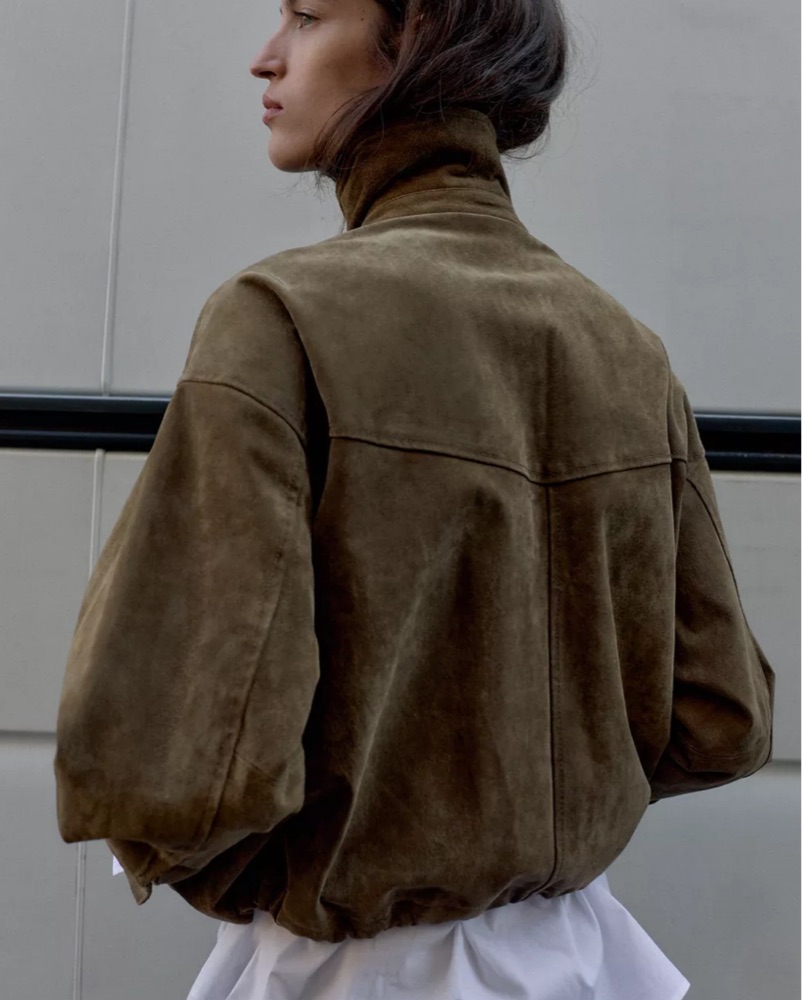 Zara Leather Suede Bomber Jacket by Zara - Pickle