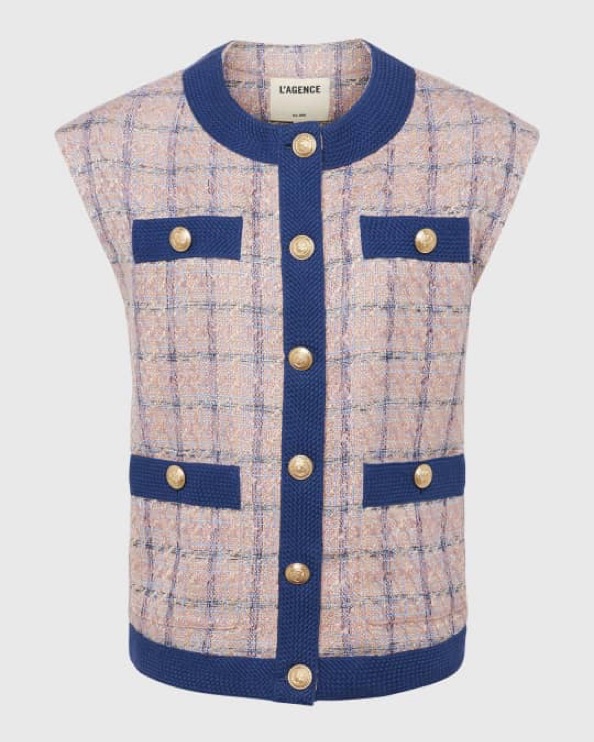 L'Agence Oversized Tweed Vest by L'AGENCE - Pickle