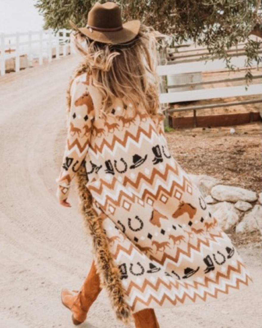 SMYM Western Fur Cardigan by Show Me Your Mumu - Pickle