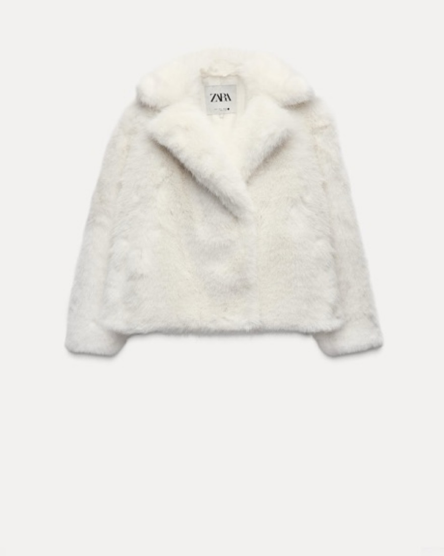 Fluffy White Faux Fur Coat by Zara - Pickle