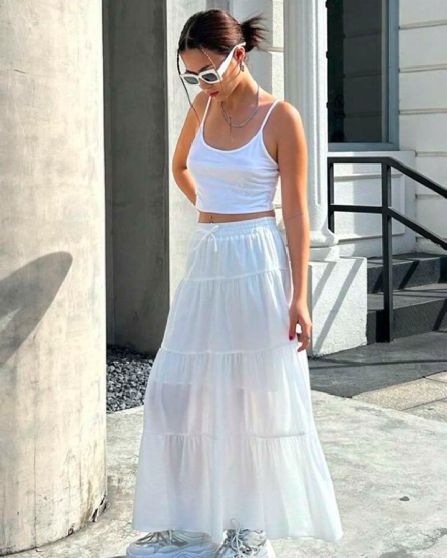 Ethereal White Tiered Maxi Skirt by Hollister - Pickle