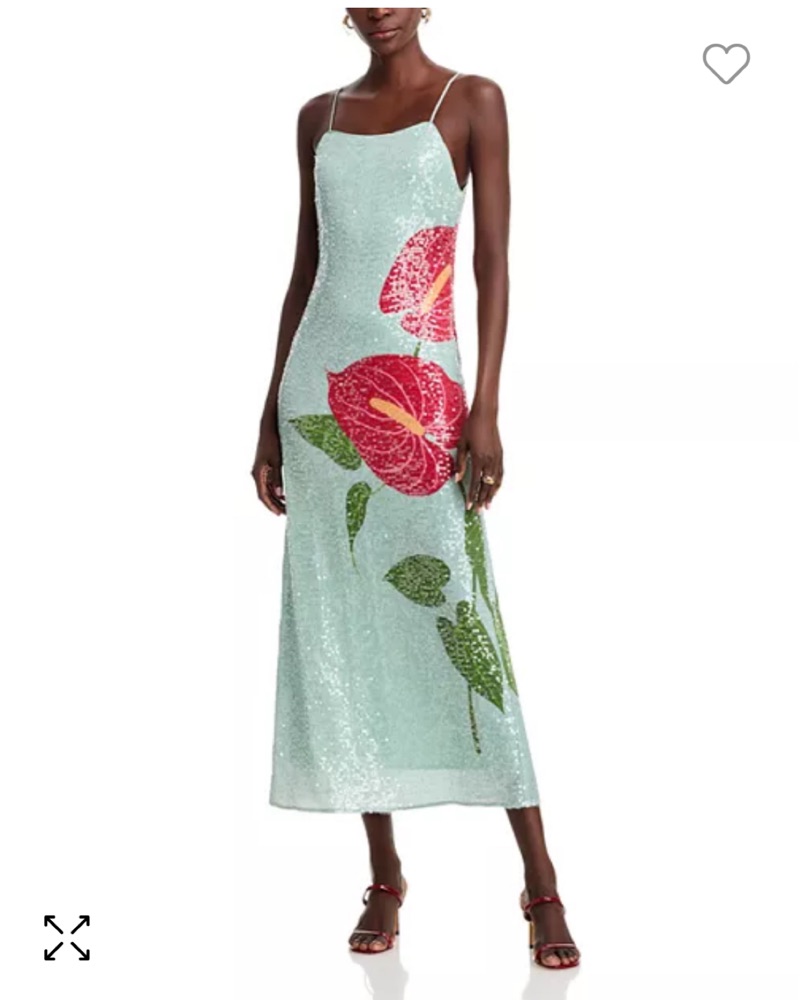 Farm RIO Anthurium Flowers Sequined Slip by FARM RIO - Pickle