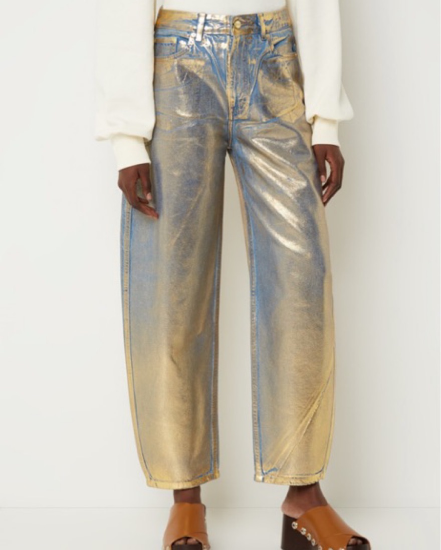 Ganni Metallic Organic High-Rise Jeans by Ganni - Pickle