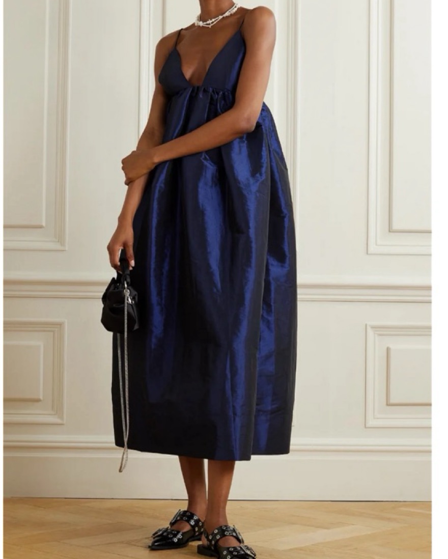 Ganni Taffet Midi Dress by Ganni - Pickle