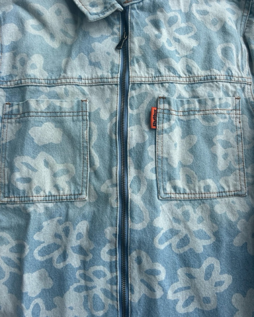 Floral Denim Zip-Up Jacket by Butter - Pickle