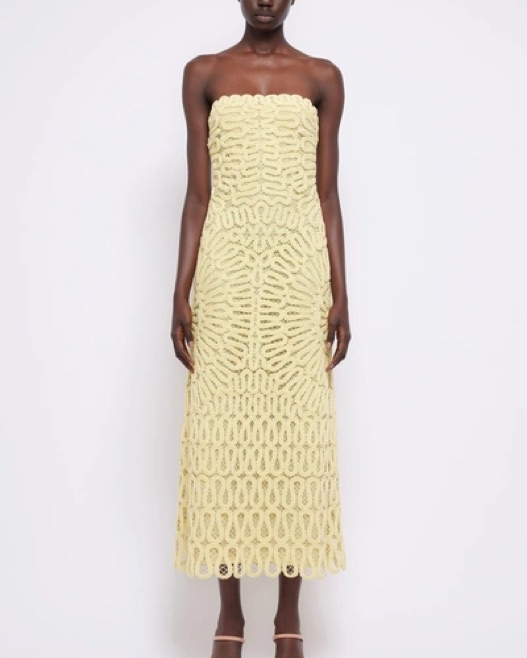 $1400 Simkhai Yellow Elise Crochet Dress by Jonathan Simkhai - Pickle