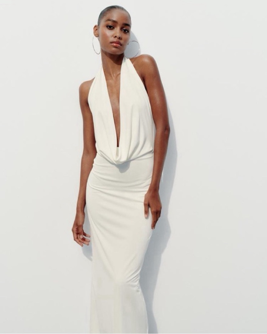Zara viral long draped halter dress by Zara - Pickle