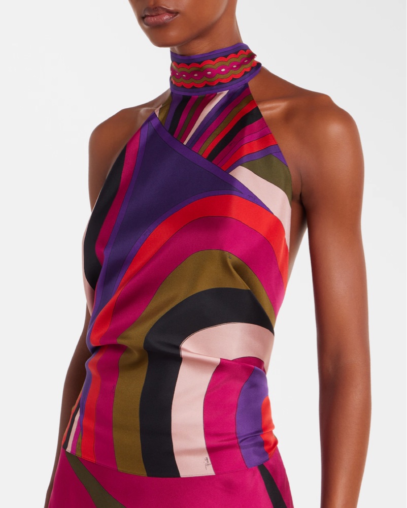 Pucci Open Back Silk Halter Top - Purple by Pucci - Pickle