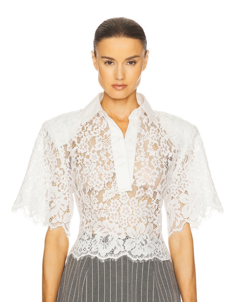 herlipto Alline Lace Blouse white Mサイズ AGNES white cotton and ruffled lace blouse – Maisoncleo