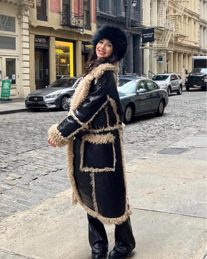 Faux Fur Trench Coat by Other - Pickle