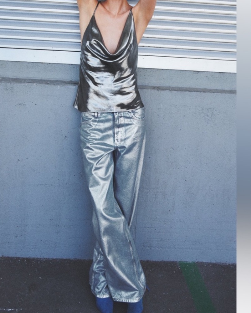 Zara Metallic Foiled Jeans by ZARA - Pickle