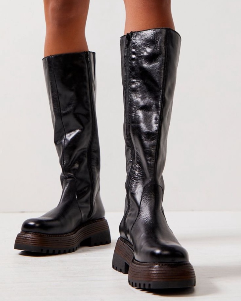 Black Edgy Platform Knee-High Boots by Free People - Pickle