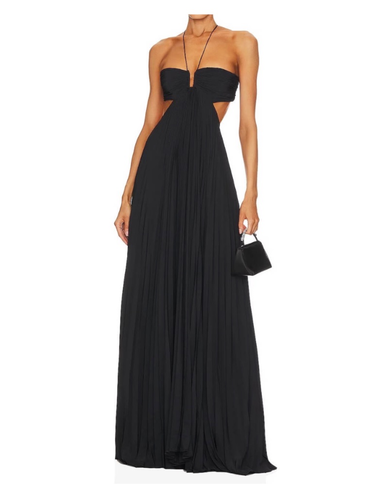 A.L.C. Moira Pleated Satin Maxi Dress by ALC - Pickle