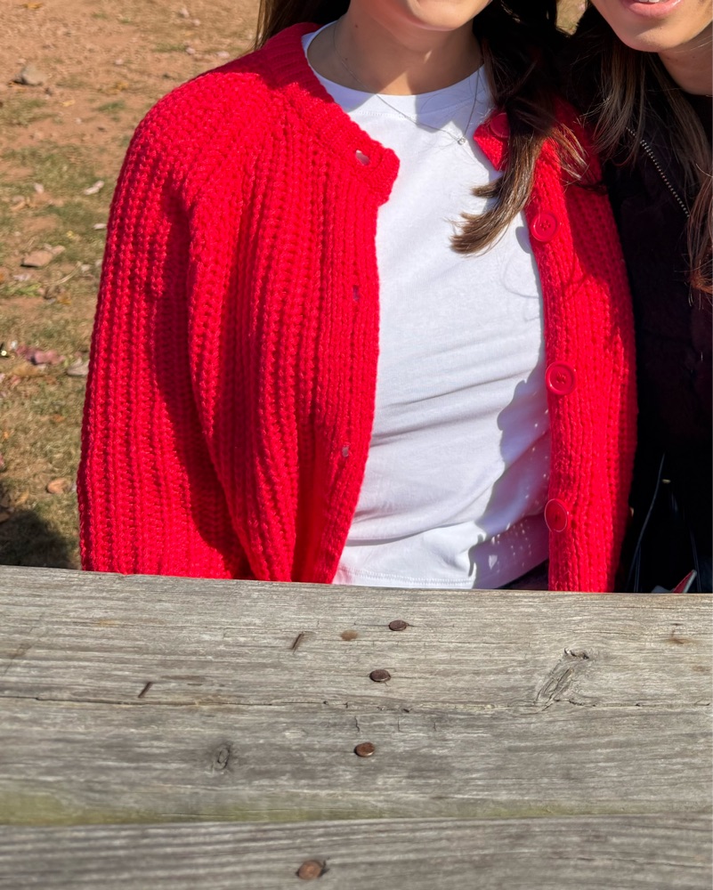 Red Knit Cardigan by Brand Unknown - Pickle