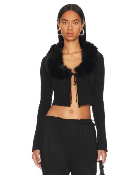 Danielle Guizio Faux Fur Cropped Sweater by Danielle Guizio - Pickle