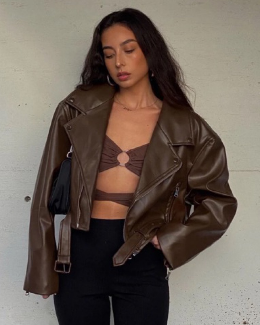 美品❣️Chloé スタッズ付きブラウンレザージャケット LIONESS STATEN ISLAND JACKET BROWN by Lioness - Pickle