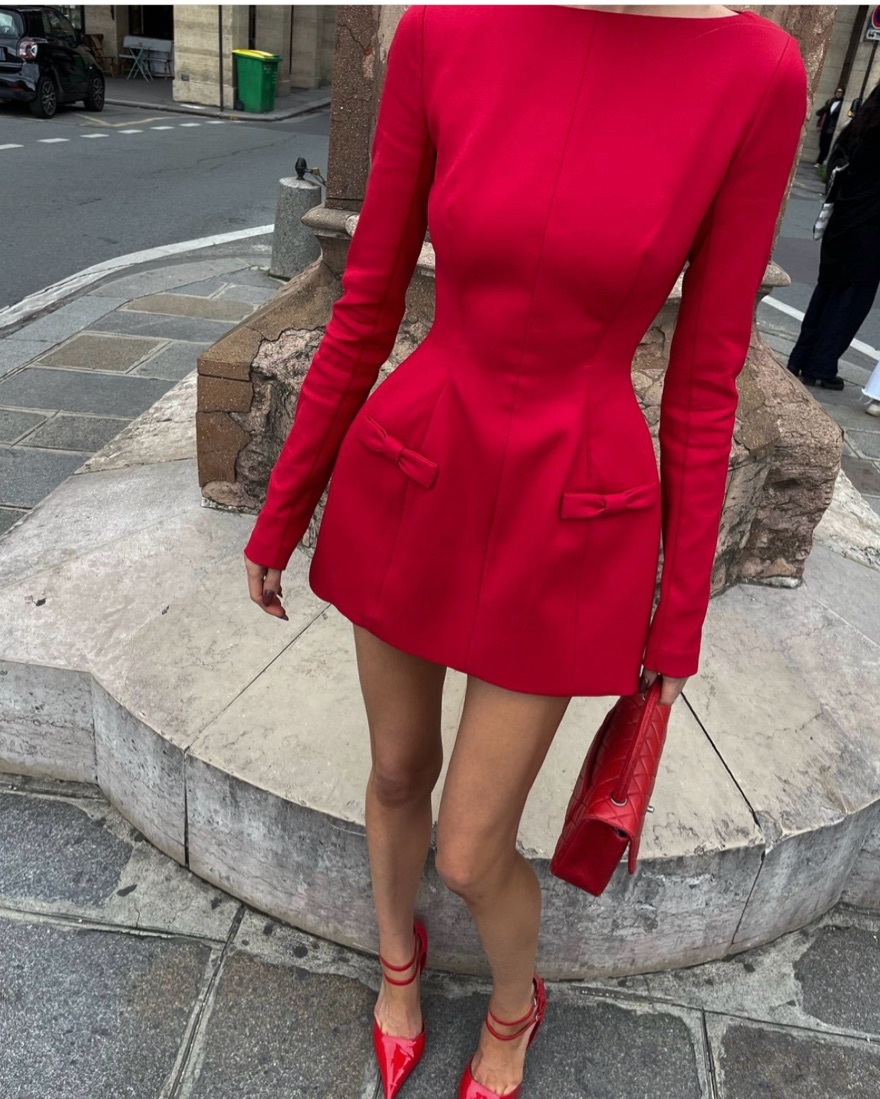 ❤️Helsa Red Long Parasol Mini Dress by Helsa - Pickle