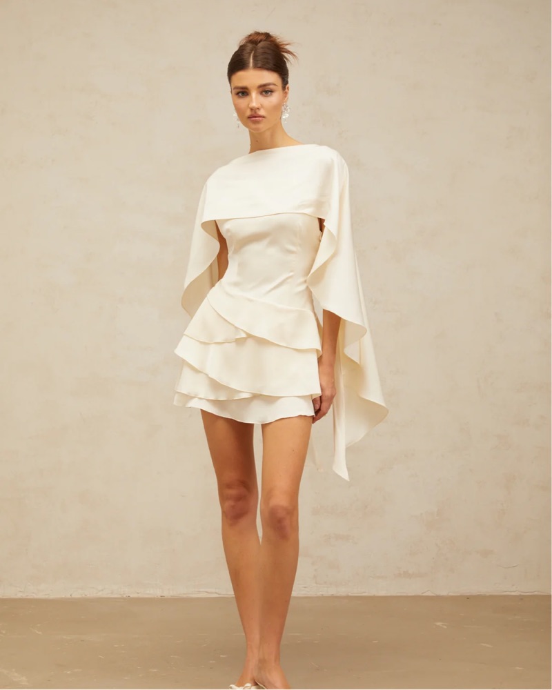 Miss Rosier ドレス　白い　ミニ　ドレス Lucie white petal-layered strapless corset mini dress