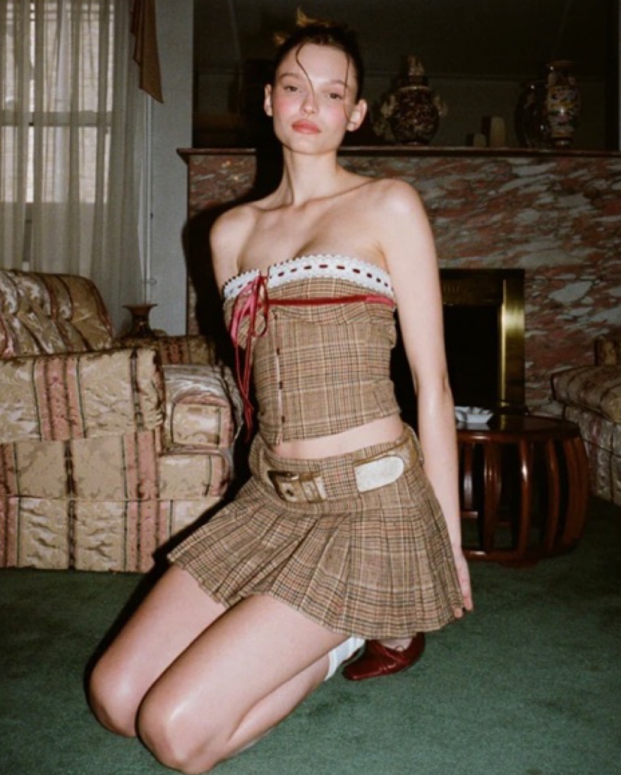 With Jean Plaid Pleasted Mini Skirt by With Jean - Pickle