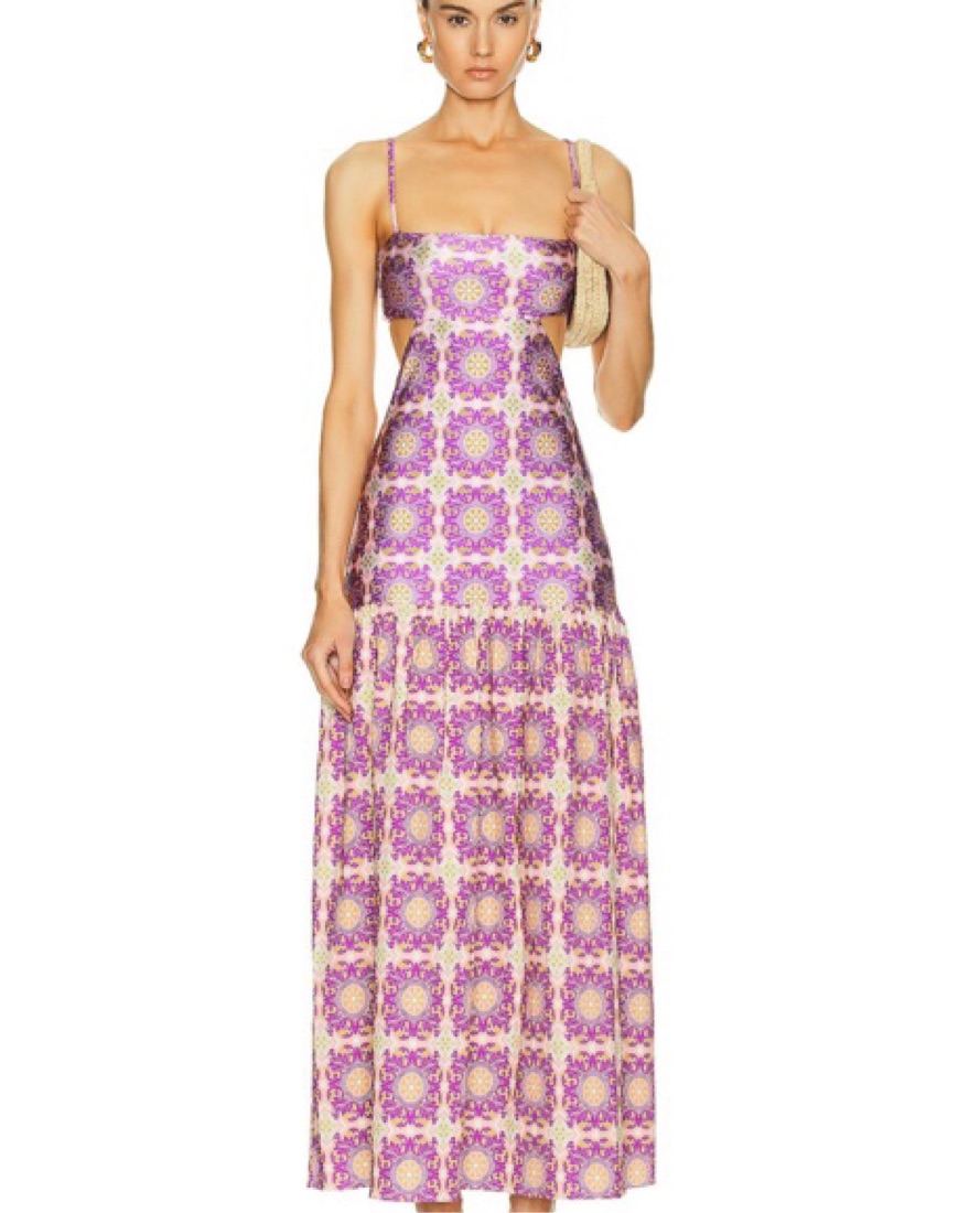 Exotic Coral Cut Out Long Dress by ADRIANA DEGREAS - Pickle