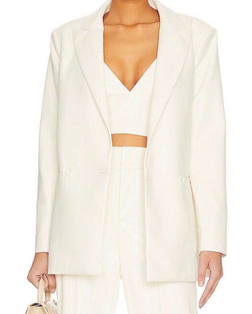 Alice + Olivia White Leather Blazer Set by Alice & Olivia - Pickle