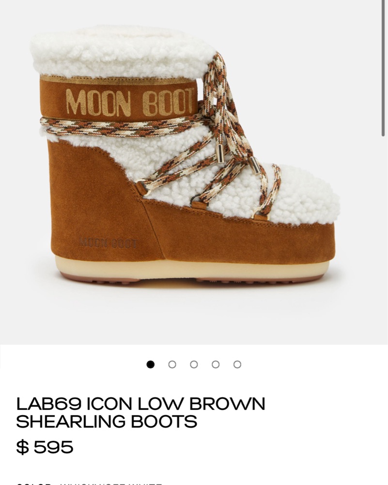 MOON BOOT LOW BROWN SHEARLING BOOTS by Moon Boot - Pickle