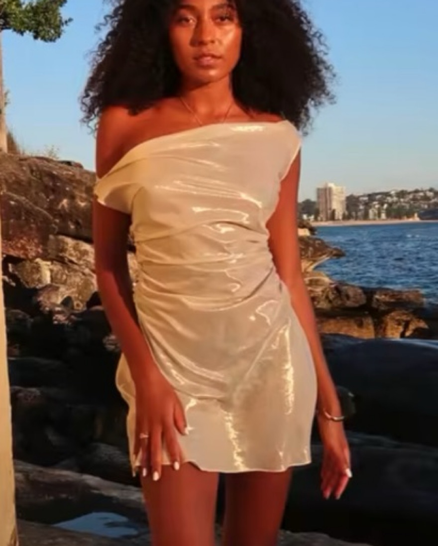 7th & York Silk Lamé Luna Mini Dress by Asta Resort - Pickle