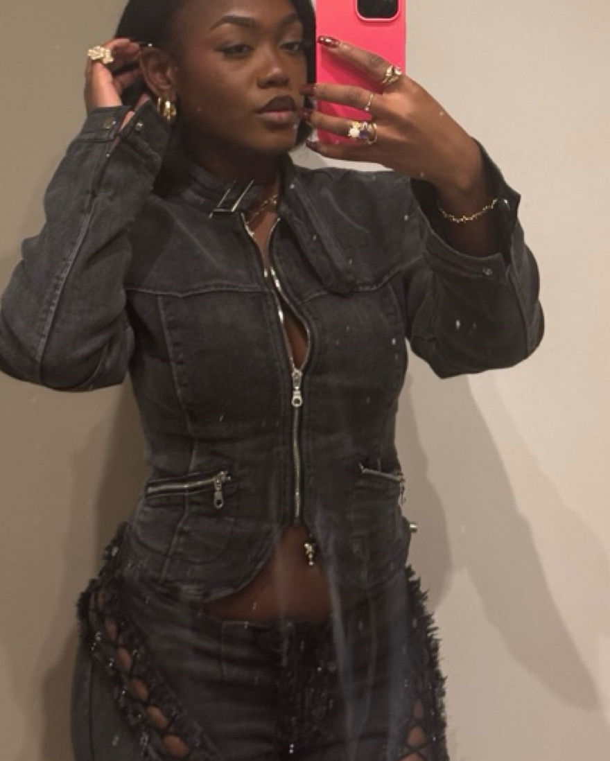 Matte Brand Villian Moto Denim Jacket by Matte Brand - Pickle