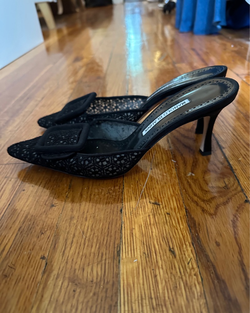 Manolo Lace Mule by Manolo Blahnik - Pickle