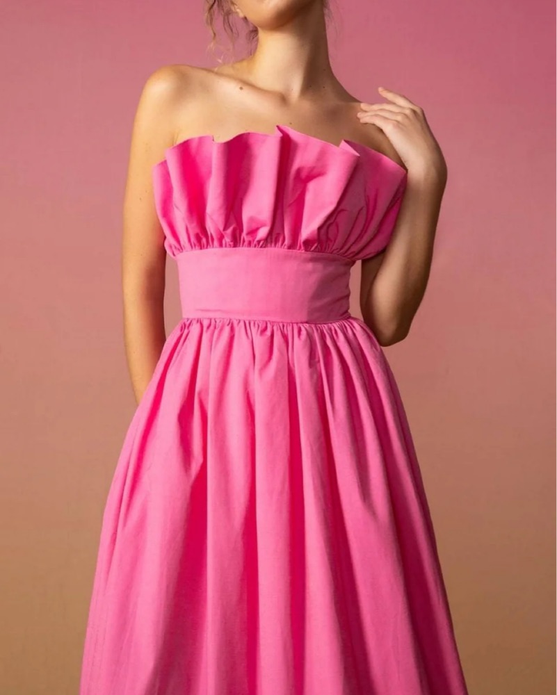 Sau Lee Nina Strapless Ruffle Dress by Sau Lee - Pickle