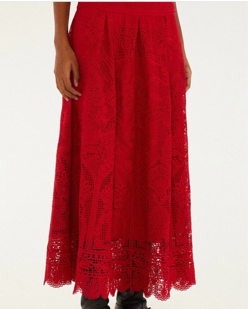 Farm Rio Red Lace Skirt by Farm Rio - Pickle