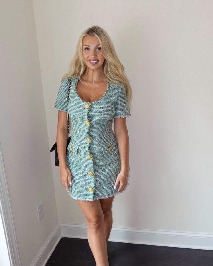 Self Portrait Green Boucle Dress by Self Portrait - Pickle