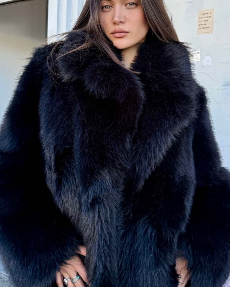 Long Black Faux Fur Coat by Akira - Pickle