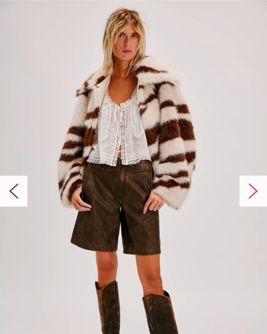 【few,】Fake Fur Coat Free People Zebra Faux Fur Coat by Free People - Pickle