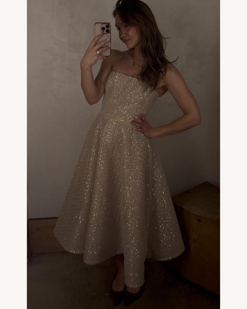 Helsi Vivi Strapless Beaded Midi Dress by Anthropologie - Pickle