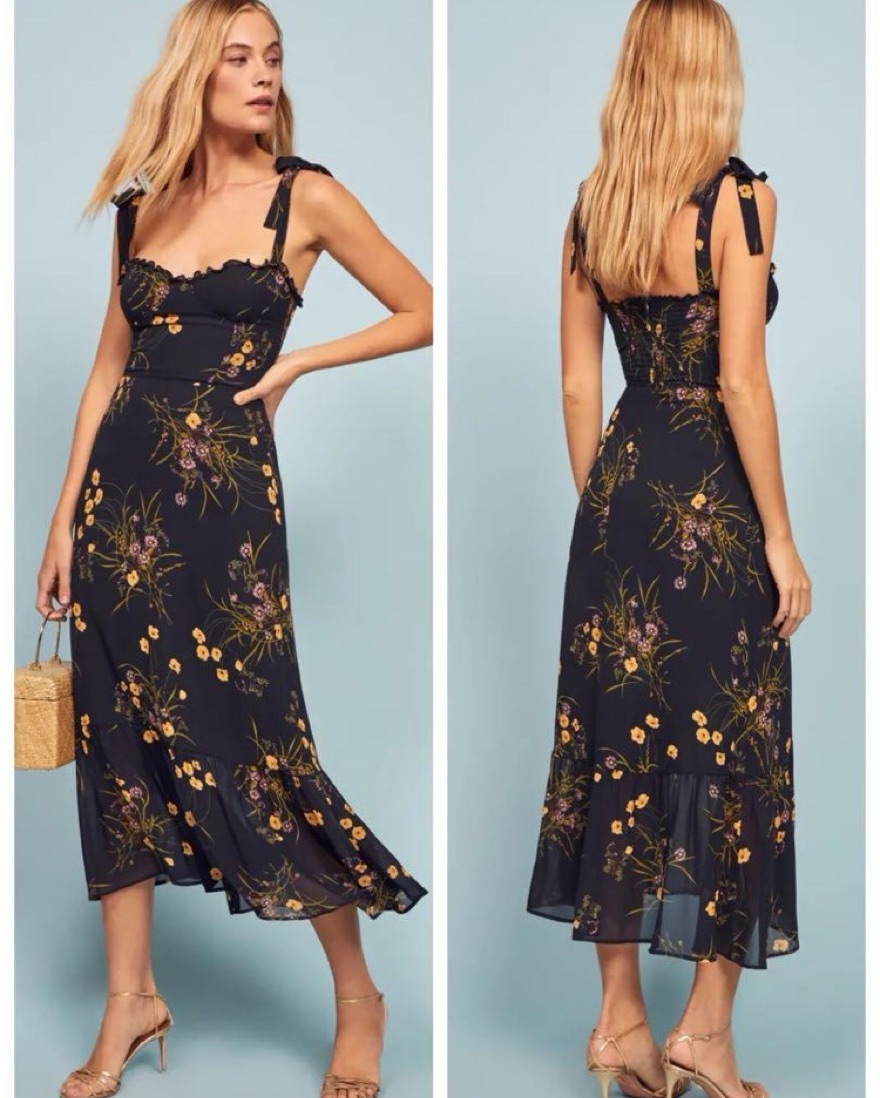 Reformation Navy Floral Midi Dress by Reformation - Pickle