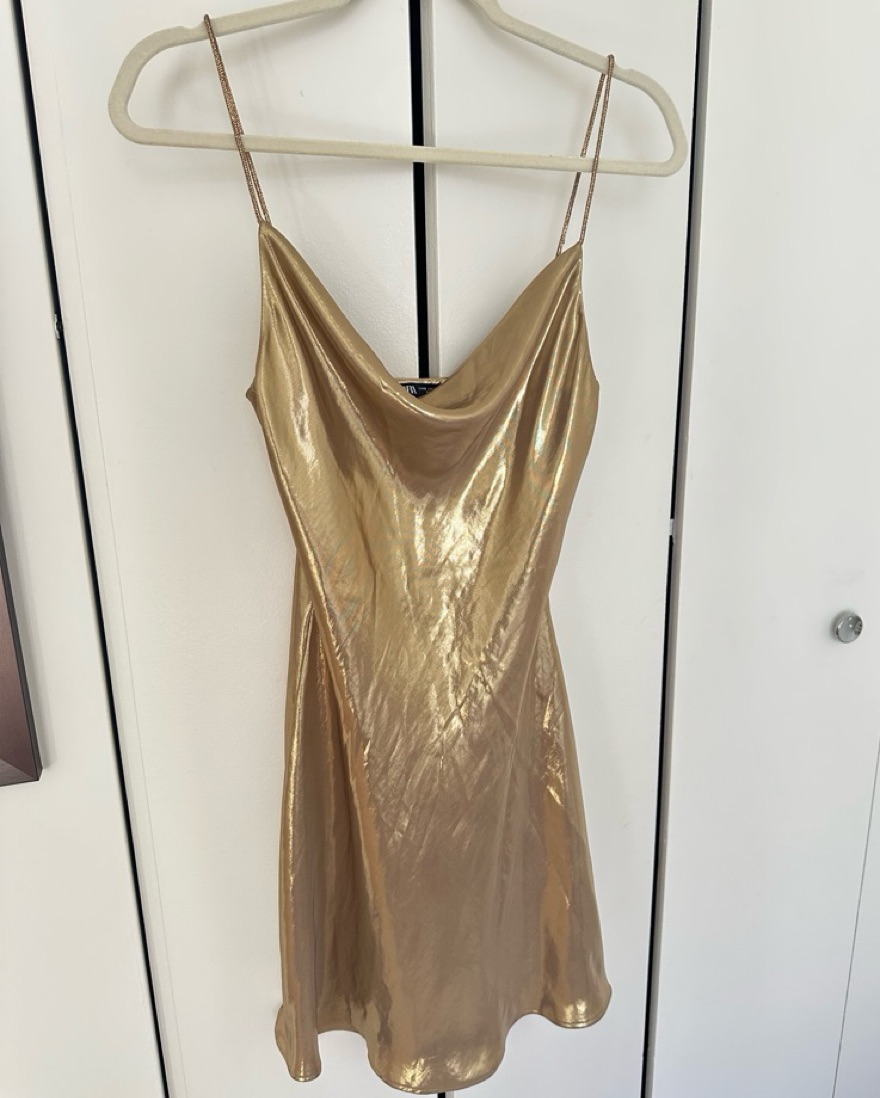 Zara Metallic Gold Mini Dress by Zara - Pickle