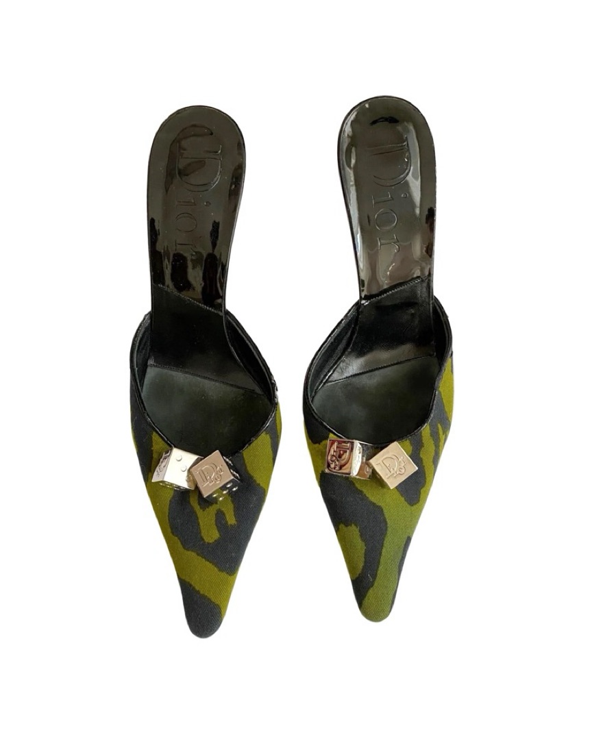 Dior Green Gambler Vintage Mule by Christian Dior - Pickle