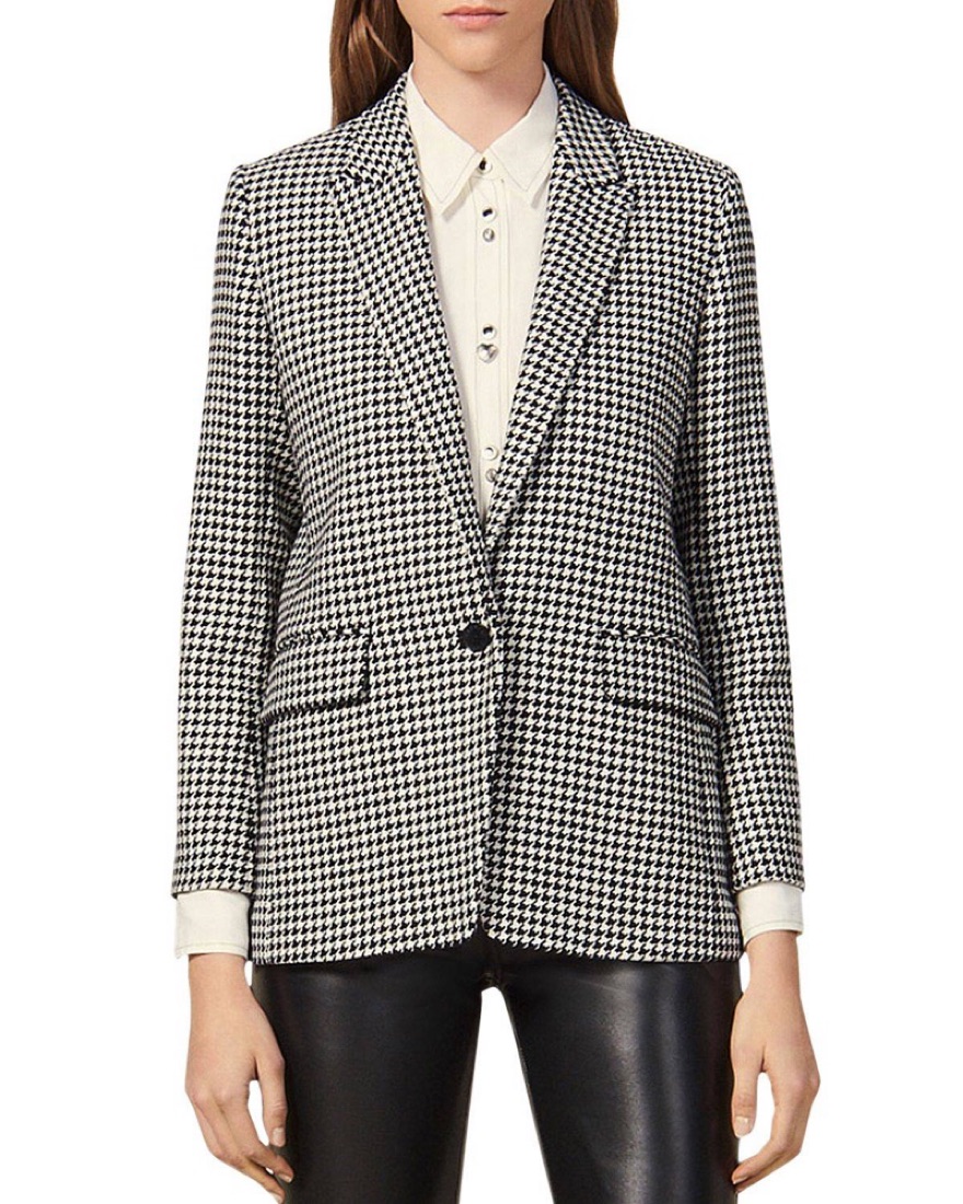 Sandro Paris Houndstooth Blazer Pickle